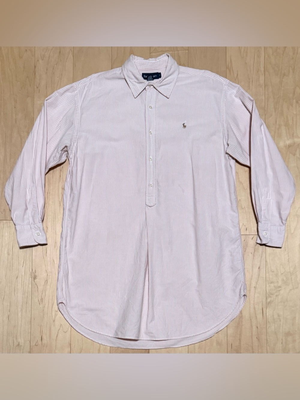 Polo Ralph Lauren Oxford Shirt Dress Pink White Striped Pony Women’s Large